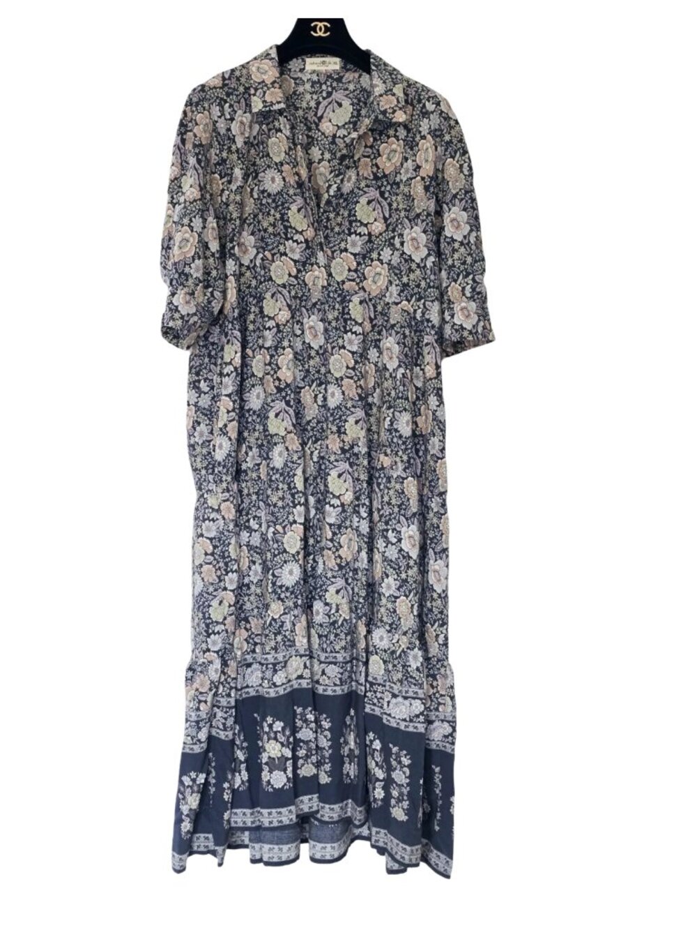 Natural Life Rebecca Floral Midi Dress Blue Sze XL Cottagecore 100% Rayon Modest - Picture 2 of 7
